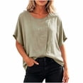 thumbnail image 4 of GUACER Women's Button-Down Tops Short Sleeve Casual Blouse Cotton Linen Trendy Loose Fit Shirts, 4 of 9
