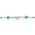 thumbnail image 2 of Gem Stone King 925 Silver and 10K Yellow Gold White Moissanite and Swiss Blue Topaz and White Lab Grown Diamond Bracelet for Women (2.49 Cttw, Gemstone, Cushion 6MM, 6.5 inches, Made in Italy), 2 of 4