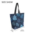 thumbnail image 4 of Open Top Canvas Tote Bag with Zipper Reusable Shopping Bag 13.5x15" Roomy Carryall Blue Leaves and Snowflakes, 4 of 9