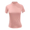 thumbnail image 4 of Delayuji Women's High Neck Basic Short Sleeved Summer Dress Casual Summer T Shirt Top Pink Xxl Polyester,Spandex Short Sleeve Shirts for Women, 4 of 5