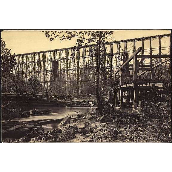 24"x36" Gallery Poster, Tennessee, Whiteside, Trestle railroad Bridge 1862