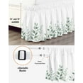 thumbnail image 3 of Leaf Bed Skirt King Size 18" Drop Sage Green Plants Watercolor Hand Drawn Ruffled Wrap Around Bed Skirts Adjustable Elastic Bedskirt Dust Ruffle for King Size Bed, 3 of 7