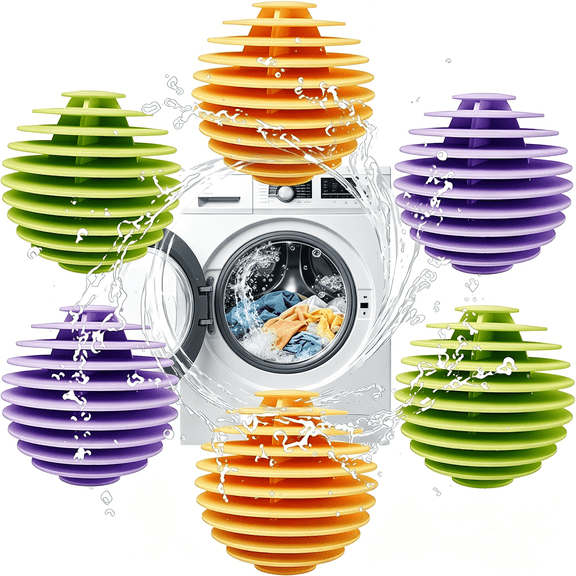 FENGCAI 6 Pieces Washer Balls, Reusable Dryer Balls, Anti Static Laundry Balls, Tangle Free, Reduces Wrinkles, Mixed Colors