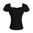 thumbnail image 2 of TOOYOU Women Top Vintage Shirt With One Shoulder Short Sleeve Top, 2 of 4