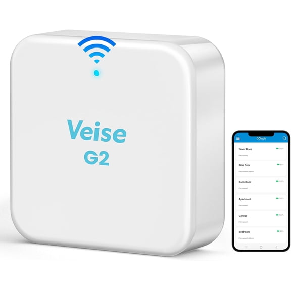 Veise G2 Wi-Fi Gateway, Compatible with DD Lock APP and TT Lock APP, Remote Control, Compatible with Alexa and Google Assistants, Smart Deadbolt Gateway