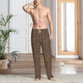 thumbnail image 4 of Salouo Brown Leopard Print Pajama Pants for Men, Lounge Pants Elastic Waistband Casual Men's sleepwear Loungewear Sleep Pajama Pant -Small, 4 of 7