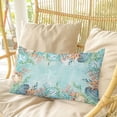 thumbnail image 4 of Blue Coastal Pillow Covers, Linen Long Throw Pillow Case, Summer Nautical Beach Coral Starfish Holiday Pillow Protector Decorative Cushion Cover for Living Room/Bedroom 16" x 24", 4 of 8