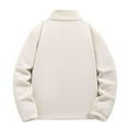 thumbnail image 4 of Xzbqbs Mens Fleece Jackets Casual Full Zip Up Oversized Coat Fashion Lightweight Solid Color Stand Collar Fall Winter Jackets, 4 of 8