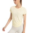 thumbnail image 4 of Estilo Hermosa Espalda Ropa de Yoga Superior de Mujer Suelta Cadera Cubriendo Ropa de Fitness Camiseta Deportiva Blusa Blanca Verano Manga Corta, 4 of 4