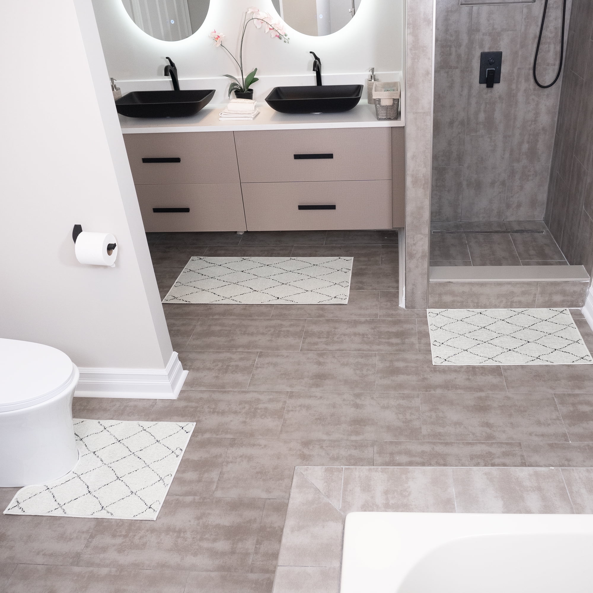 Bathroom Rugs 3 Piece Set - Non-slip Ultra Thin Bath Rugs For Bathroom  Floor[boston] : Target