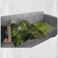thumbnail image 6 of Farmland Soft Flannel Fleece Throw Blanket, Backyard Area Shadow Under Pine Trees Featured Rustic Fence Outdoor Photography, Cozy Plush for Indoor and Outdoor Use, 50" x 60", Green, by Ambesonne, 6 of 6