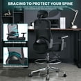 thumbnail image 6 of JONPONY Ergonomic Tall Drafting Chair 500Lbs, Mesh Executive Tall Office Chair, High Back Standing Desk Chair with Adjustable Headrest, Back, Arm & Foot Ring, LightBlack, 6 of 12