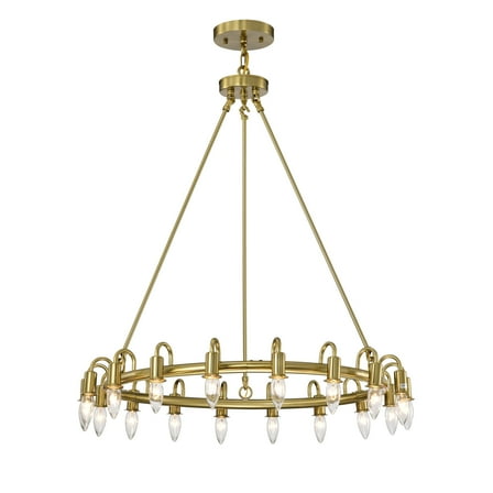 Vater 32 in. 18-Light Indoor Brass Finish Chandelier with Light Kit
