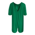 thumbnail image 4 of YFELWZ Womens Plus Size Jumpsuits V Neck Casual Short Sleeve Romper Tee Rompers Athletic Workout Reversible Overalls With Pockets Green M, 4 of 5