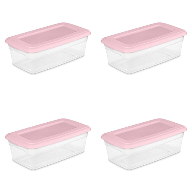 Sterilite Plastic 6 Qt. Storage Box Blush Pink Set of 40