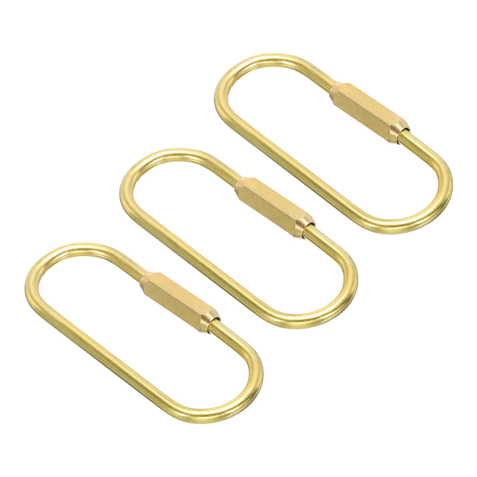 Uxcell Brass Key Ring, 3 Pack Gold Screw Lock Clip Keychain Holder