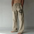 Icvfdpl Mens Casual Pants Fashion Cotton Linen Printed Linen Pocket