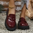 thumbnail image 2 of Rokment Women's Vintage Patent-Leather Oxfords Penny Loafers Walking Shoes 2026 Spring Fall Trendy Casual Platform Chunky Lug Sole Mid Heels Slip on Dress Shoes Wine Size 9, 2 of 7