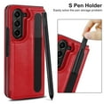 thumbnail image 4 of ELEHOLD Rugged Stand Wallet Case for Samsung Galaxy Z Fold5,with Card Holders Magnetic Button Kickstand Function Pen Slot + Stylus Pen Premium Leather Case for Galaxy Z Fold5 2023,Red, 4 of 10