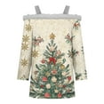 thumbnail image 4 of Fiudx Camisas de Mujer Top de Camiseta con Estampado Navideño de Doble Hombro Informal a La Moda para Mujer, 4 of 5