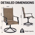 thumbnail image 3 of DELMANGO Patio Swivel Chairs Set of 2, Outdoor Dining Chairs High Back, All-Weather Textilene Swivel Rocker Chair for Lawn Porch Garden, Brown, 3 of 8