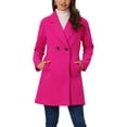thumbnail image 1 of Allegra K Manteau Mi-Long à Manches Longues Raglan à Revers Croisé pour Femme TP Rose Vif, 1 of 6