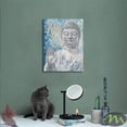 thumbnail image 4 of Buddha Head Wall Decor: Indigo Blue Buddha Giclee Prints on Canvas Decorations for Living Room Office Wall Decor Buddha Wall Art Easy Hanging with Frame (12"x12"x1 Panel), 4 of 6