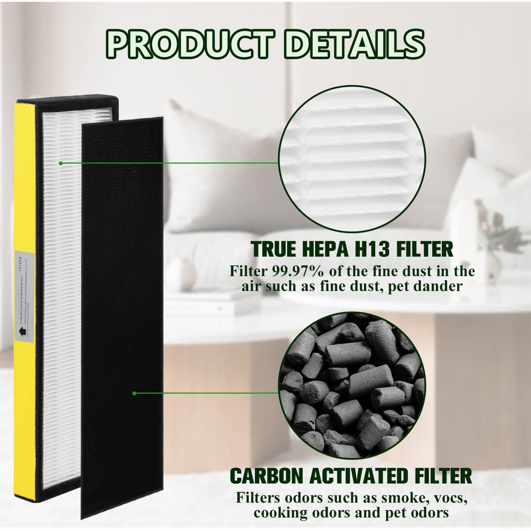 AMI PARTS FLT4825 HEPA Filter B Replacement Air Purifier Air Filter for AC4825 AC4300, AC4900, AC4800