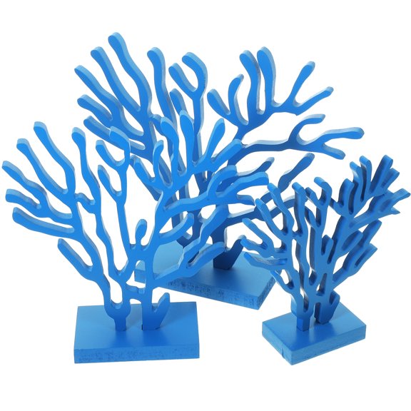 MOKKHNB Coastal Decor Statue Blue Seaside Decorations 3Pcs 8.1x2.5x9.1in