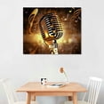 thumbnail image 2 of ONETECH  Music Wall Art Painting Gold Microphone and Headset Musical Note Picture Print on Canvas Modern Home Studio Living Room Decor Stretched and Framed Ready to Hang, 2 of 4