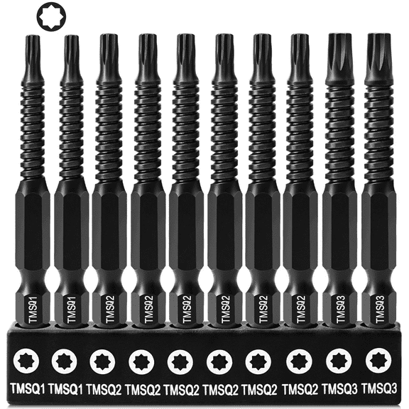 Double Square 8 Point Torx Star Bit Set, 10PCS Torx Bits 2 Square Drive Torx Bits, Magnetic S2 Steel with Magnetic Heads & Hex Shank,8 Point Star Bit for Trailer, 2.3'' Long, #1, #2, #3