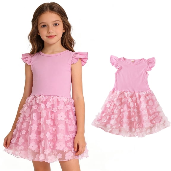Girl's Tulle Dress Tutu Party Birthday Formal Flower Princess Dresses for Girls 4-5 Years