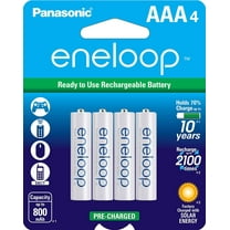 Panasonic BK-4MCCA4BA eneloop AAA 2100 Cycle Ni-MH Pre-Charged Rechargeable Batteries, Pack of 4