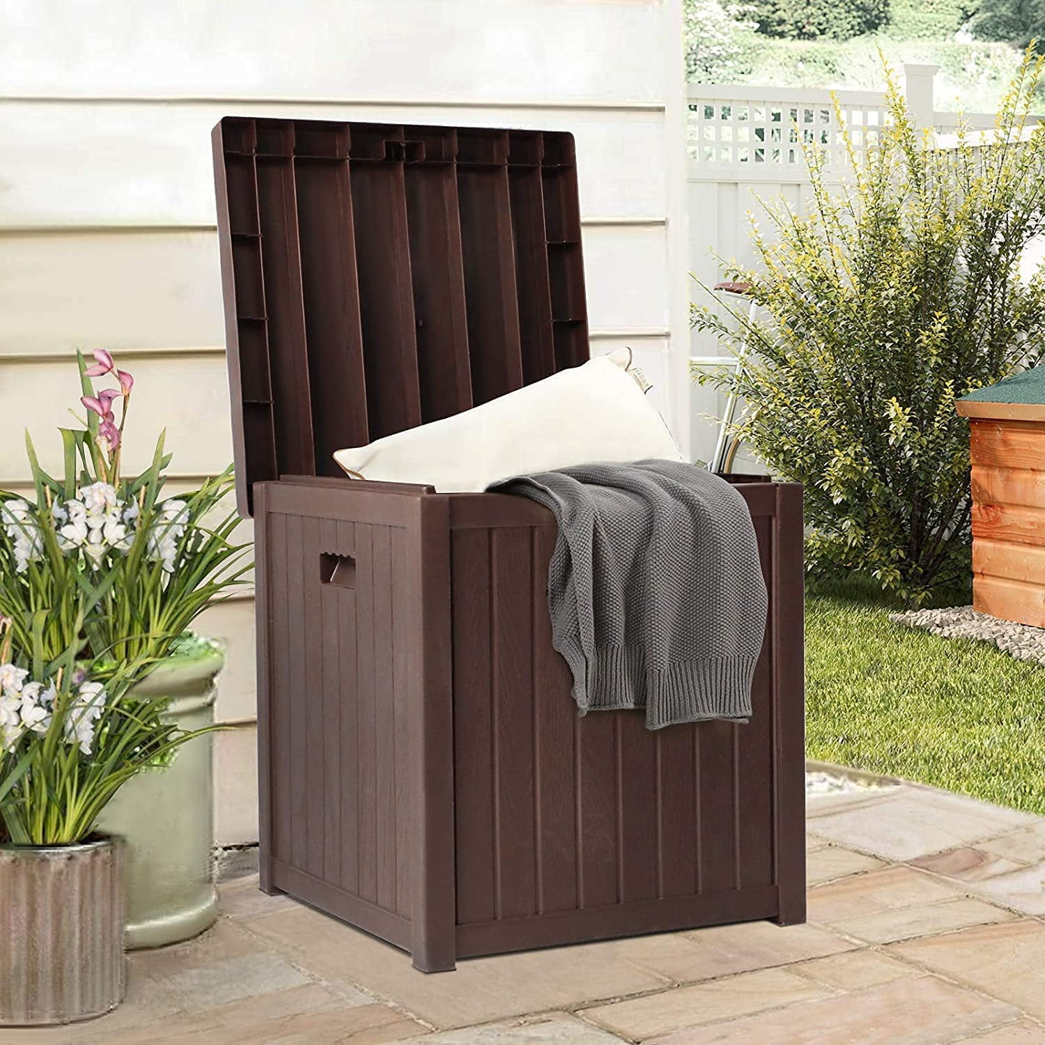 SUNCROWN 51 Gallon Weather Resistant Resin Outdoor Storage Bins
