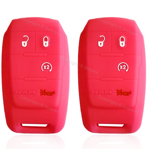 Dobrev 4 Button Silicone Rubber Cover Keyless Entry Fob Case Skin Protector Holder For Dodge Ram Truck 2019 2020 2021 2500 3500 5500 Key pink and pink