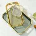 thumbnail image 4 of Tray with Hollow Handle Thicken Stackable Light Luxury Inlaid Golden-rimmed Tray for Kitchen, 4 of 8