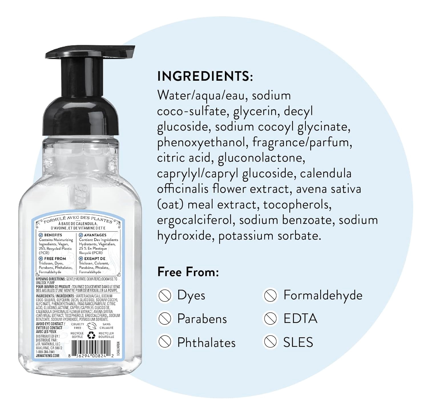 (3 pack) J.R. Watkins Foaming Hand Soap, Ocean Breeze, Fresh Scent, 9 fl oz