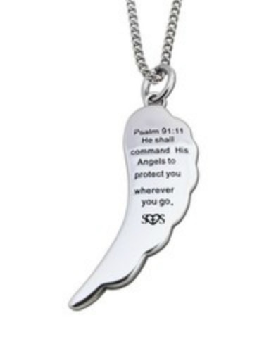 Stainless Steel Angel Wing-Thin Blue 