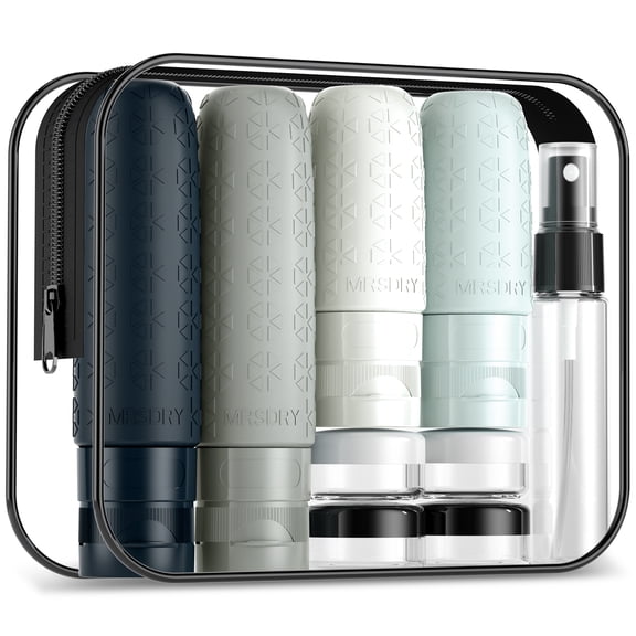 Mrsdry Travel Size Toiletries, TSA Approved Silicone Travel Containers for Toiletries, Leak Proof Refillable Liqus Shampoo And Conditioner travel Essentials toiletry Bottles (18 Pack)
