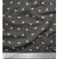 thumbnail image 2 of Soimoi Gray polyester Crepe Fabric American Robin Bird Print Sewing Fabric BTY 52 Inch Wide, 2 of 5