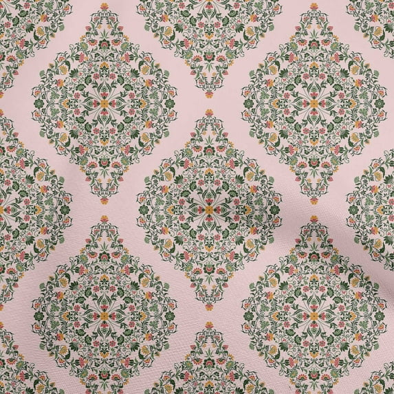 oneOone Cotton Jersey Light Pink Fabric Asian Paisley Floral Quilting Supplies Print Sewing Fabric By The Yard 58 Inch Wide