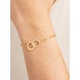 thumbnail image 3 of Cubic Zirconia Lined Double Circle Paper Clip Bracelet in 18K Gold over Sterling Silver Gift for Her, 6.75" + 1.25" Extension, 3 of 6