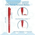thumbnail image 2 of Uxcell Twin Tip Permanent Markers, 6 Pack Red Fine and Ultra Fine Point Colored Makers Quick Drying Coloring Pen for Writing Drawing on Wood Plastic Metal Glass Stone, 2 of 6