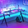 thumbnail image 2 of seraphiel Escritorio Gamer con Luces Led RGB, Mesa Gamer con Revestimiento De Fibra De Carbono, Estación De Trabajo para Gaming Y Oficina En Casa con Ganchos para Auriculares, 2 of 8