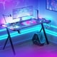 thumbnail image 2 of seraphiel Escritorio Gamer con Luces Led RGB, Mesa Gamer con Revestimiento De Fibra De Carbono, Estación De Trabajo para Gaming Y Oficina En Casa con Ganchos para Auriculares, 2 of 8