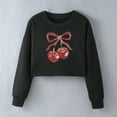 thumbnail image 2 of Women's Crop Sweatshirts Fruit Cherry Print Cute Pullover Long Sleeve Tops for Teen Girls Short Blouses (S, Black), 2 of 7