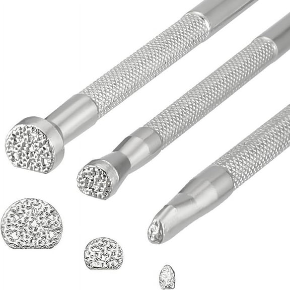 3Pcs Leather Stamping Tools 3 Styles Leathercraft Carving Tool Stamp Punch Set Professional Leather Stamping Tools for Leather Working Metal Leather Embossing Tools Handmade Art Tools Platinum