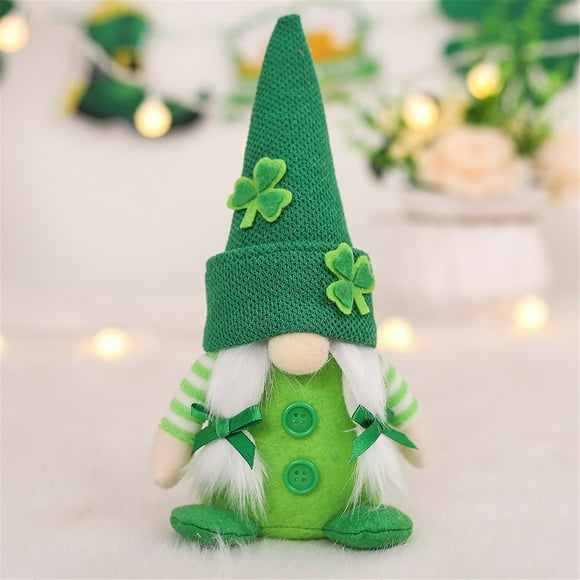COMTOA Clearance St Patricks Day Decorations Gnome Plush Home Table Ornament Decor Green Irish Faceless St Patricks Day Gnome for St Patricks Day Gifts Faceless Dwarf Swedish Tomte Leprechaun