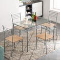 thumbnail image 2 of SESSLIFE 5 Piece Table and Chairs Set, Modern Dining Table with 4 Chairs, Iron Glass Dining Table and Chairs Set, Home Kitchen Breakfast Table Set, 2 of 10
