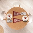 thumbnail image 3 of Ambesonne Emoji Fitted Round Tablecloth, Collage Themed Triangles Art, 36"- 40" Diameter, Ruby Peach and Amber, 3 of 4